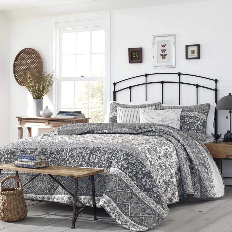 Stone Cottage Abbey Quilt Set, King, Grey