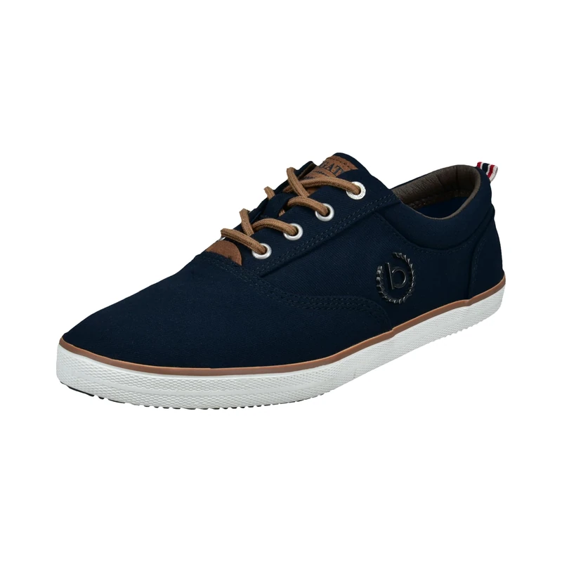 bugatti Men's Canvas sneaker made of cotton, low-top canvas shoe with robust rubber sole, Blue, 9 UK