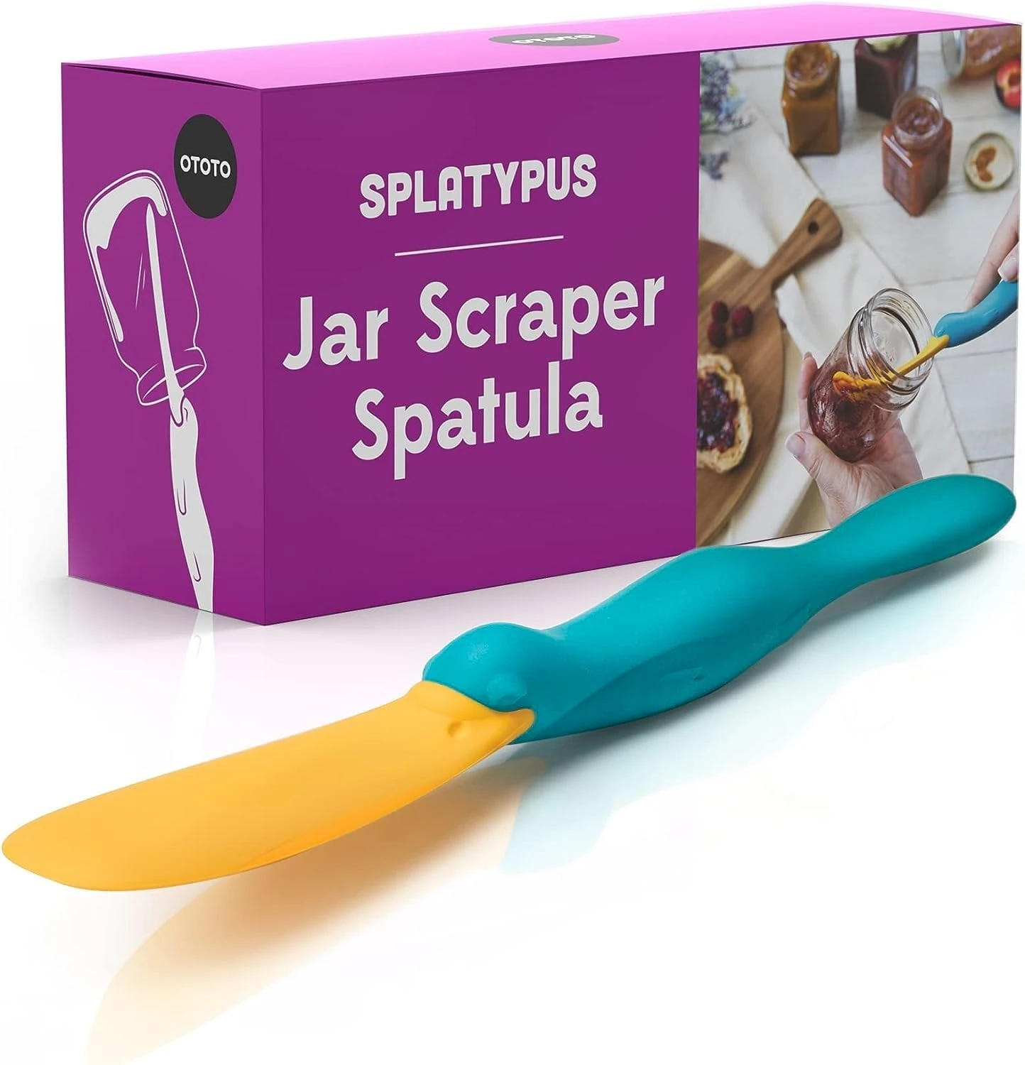 OTOTO Splatypus Jar Spatula for Scooping and Scraping - 100% Food Safe, BPA Free Jar Scraper Dishwasher Safe (Splatypus)