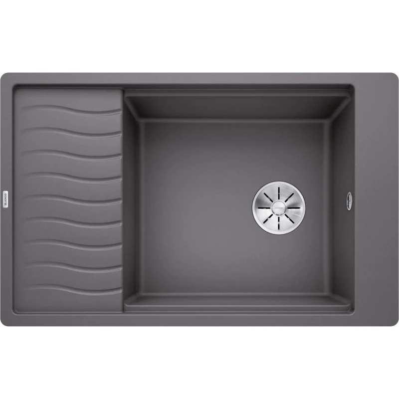 BLANCO Elon XL 6 S | SILGRANIT Sink in Rock Grey | Installation Type: Inset Installation from Above | Reversible | for 60 cm Wide Base cabinets | Large Bowl | Easy-Care Surface | [78x50x20.2 cm]
