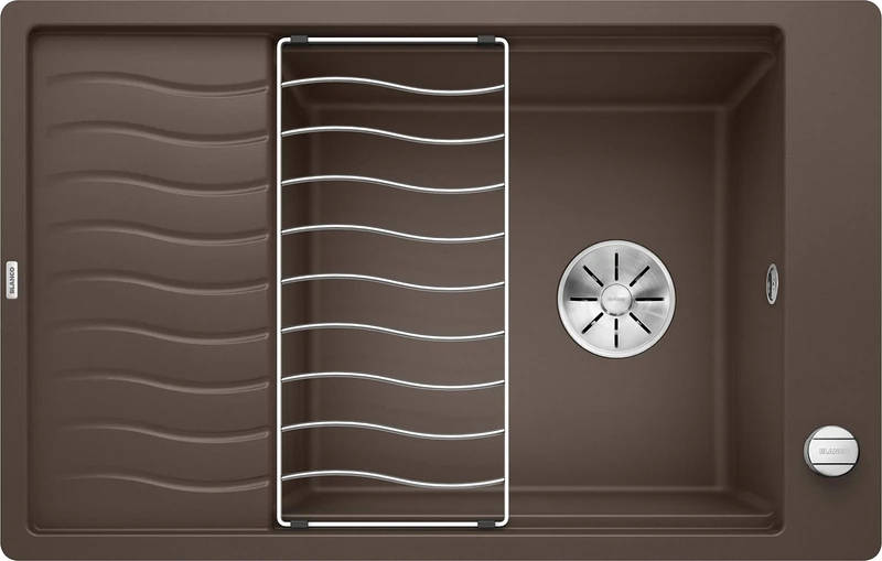 BLANCO Elon XL 6 S-F | SILGRANIT Granite Sink in café | Installation Type: flushmount | Reversible | for 60 cm Wide Base cabinets | Large Bowl | Easy-Care Surface | [77x49x20.2 cm]