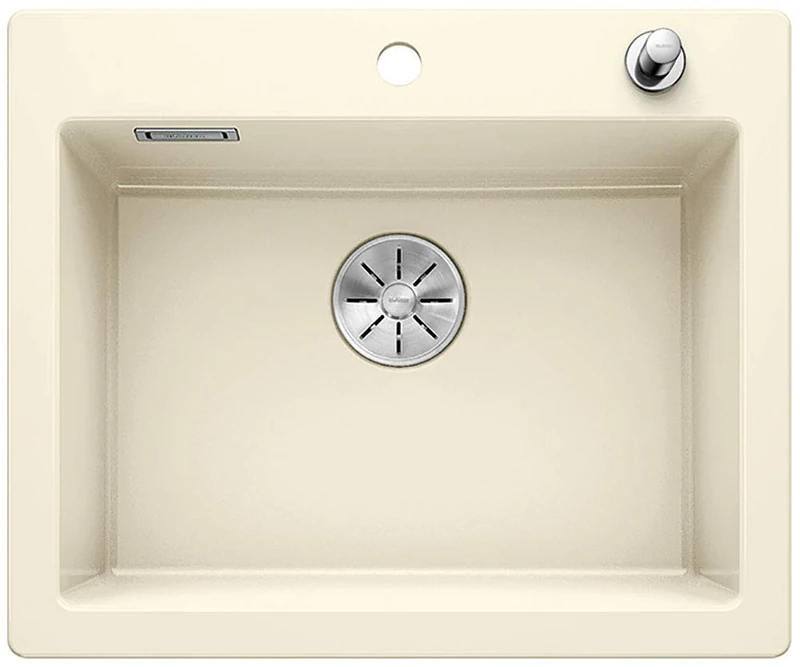 BLANCO PALONA 6 | Ceramic in Glossy Magnolia | Installation Type: Inset Installation from Above | for 60 cm Wide Base cabinets | Spacious Bowl Volume | Easy-Care Surface | [61.5x51x21 cm]