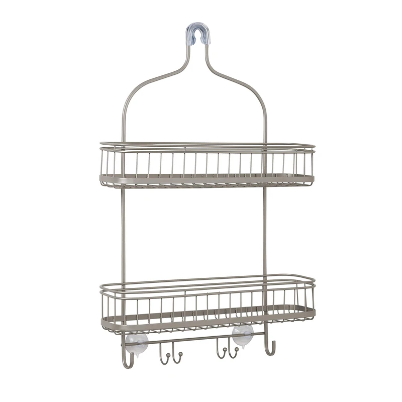 Zenna Home Extra Wide Hanging Over-the-Shower Caddy, Satin Nickel