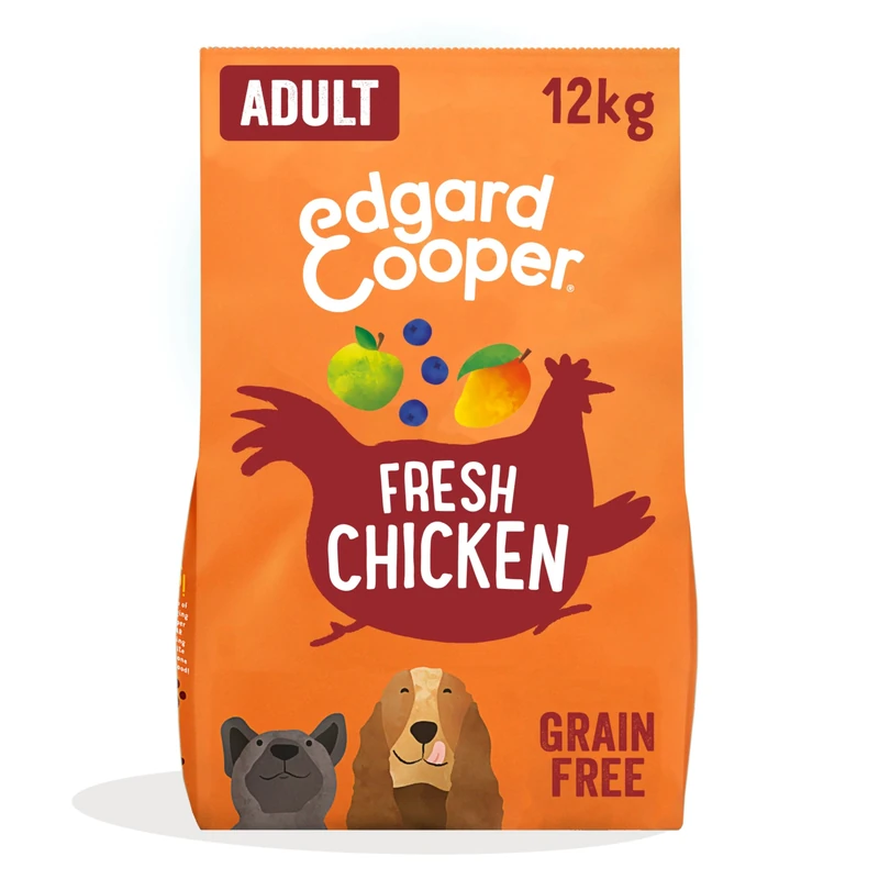 Edgard Cooper Grain Free Dog Food Dry, (Chicken 12kg), Natural Kibble Dry Dog Food for Adults, Gluten-Free, Hypoallergenic, with Fresh Meat & Amino Acids