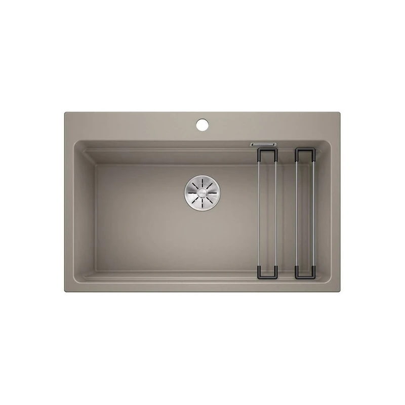 BLANCO ETAGON 8 | SILGRANIT Sink in Tartufo | Installation Type: Inset Installation from Above | for 80 cm Wide Base cabinets | System Concept with Versatile ETAGON Rails | [78x51x23.2 cm]