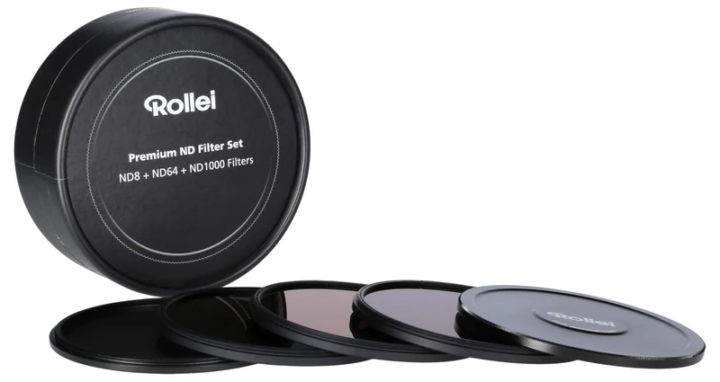 Rollei Premium Circular Filter Kit Composed of: 1x ND8, ND64 and ND1000, Gorilla Glass Filters with ALU Ring for Long Exposures with Protective Cover