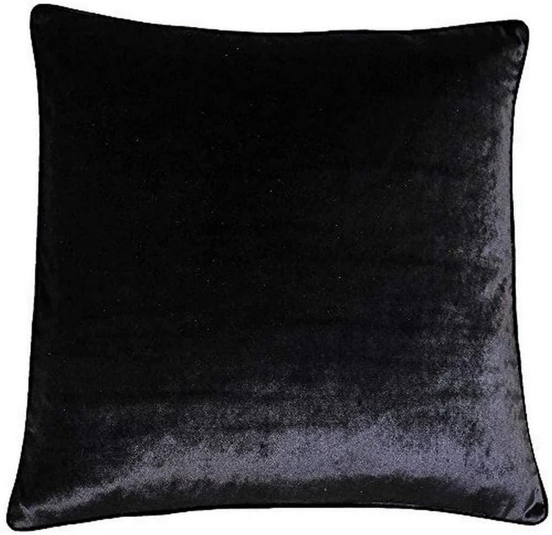 Riva Paoletti Luxe Velvet Feather Filled Cushion - Black - Soft Velvet Feel Fabric - Reversible - Hidden Zip Closure - Machine Washable - 100% Polyester Case - 55 x 55cm (22" x 22" inches)