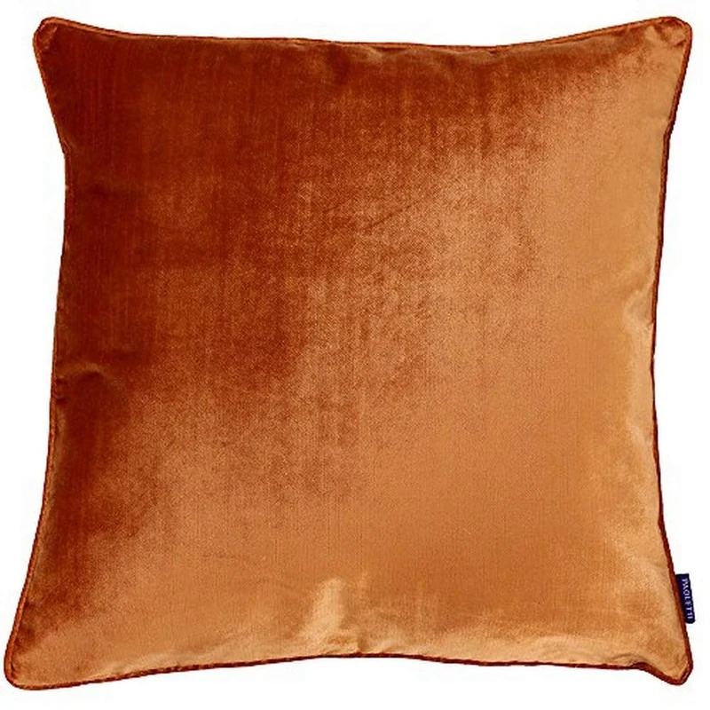 Riva Paoletti Luxe Velvet Feather Filled Cushion - Rust Orange - Soft Velvet Feel Fabric - Reversible - Hidden Zip Closure - Machine Washable - 100% Polyester Case - 55 x 55cm (22" x 22" inches)