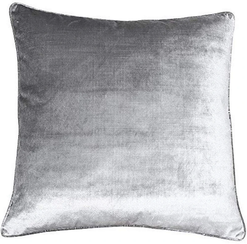 Riva Paoletti Luxe Velvet Feather Filled Cushion - Silver Grey - Soft Velvet Feel Fabric - Reversible - Hidden Zip Closure - Machine Washable - 100% Polyester Case - 55 x 55cm (22" x 22" inches) - Image 1