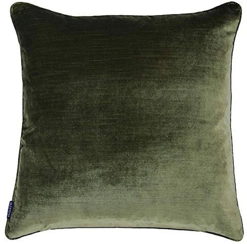 Riva Paoletti Luxe Velvet Feather Filled Cushion - Olive Green - Soft Velvet Feel Fabric - Reversible - Hidden Zip Closure - Machine Washable - 100% Polyester Case - 55 x 55cm (22" x 22" inches)