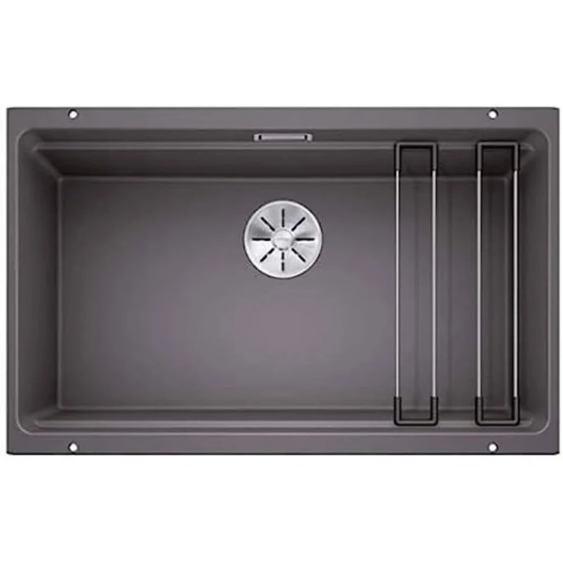 BLANCO ETAGON 700-U | SILGRANIT Sink in Rock Grey | Installation Type: undermount Installation | for 80 cm Wide Base cabinets | System Concept with Versatile ETAGON Rails | [73x46x21.2 cm]