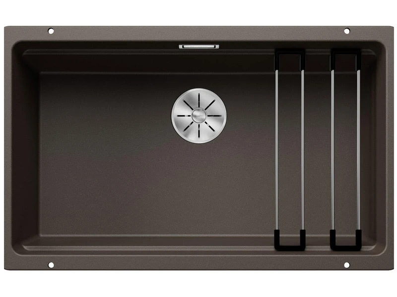 BLANCO ETAGON 700-U | SILGRANIT sink in café | Installation type: undermount installation | For 80 cm wide base cabinets | Well thought-out system concept with versatile ETAGON rails | [73x46x21.2 cm]