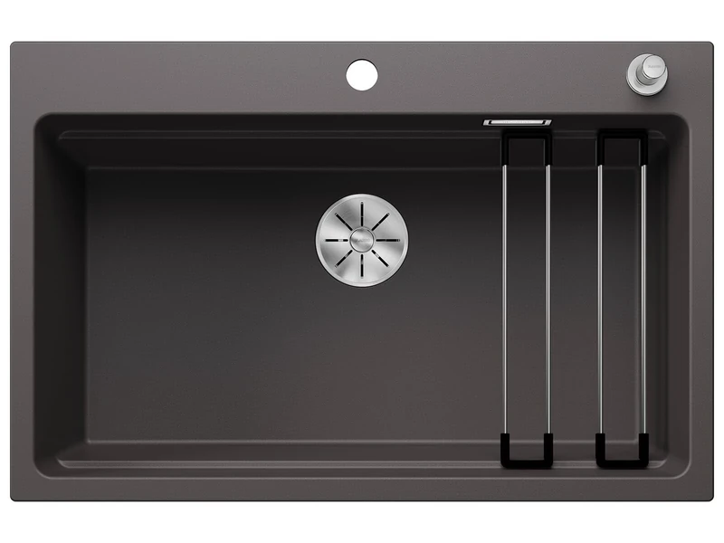 BLANCO ETAGON 8 | SILGRANIT Sink in Rock Grey | Installation Type: Inset Installation from Above | for 80 cm Wide Base cabinets | System Concept with Versatile ETAGON Rails | [78x51x23.2 cm]