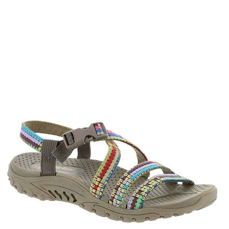 Skechers Women's Reggae-Sew Me-Boho Woven Strappy Slingback Sandal, Taupe Multi, 6 UK