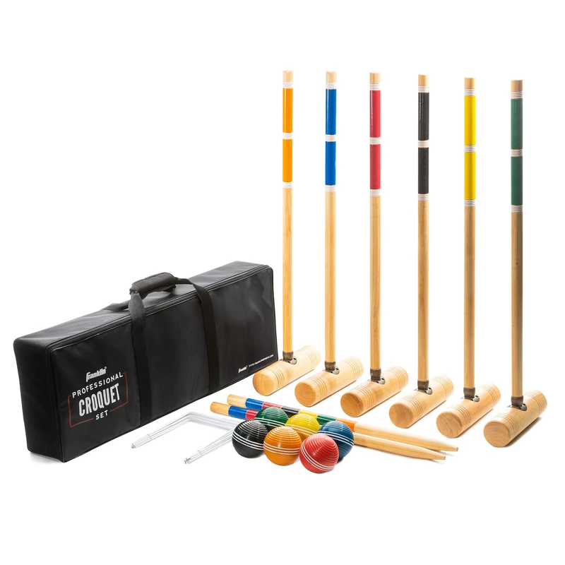Franklin Sports Croquet Sets, Includes Wood Mallets and Stakes, All Weather Balls and Metal Wickets, Carry Case Included, Professional