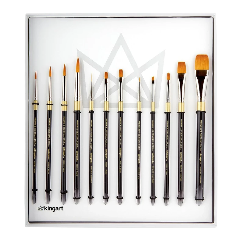 Original Gold Acrylic Handle Brush Set 12/Pkg-