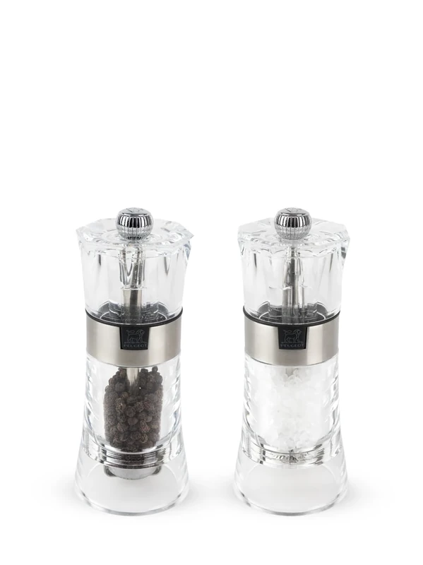PEUGEOT - 2 in 1 Olso 11 cm Pepper Mill + Salt Mill - Black Pepper Included - Made with PEFC Certified Wood, Stainless Steel and Acrylic - Made in France - Graphite Colour