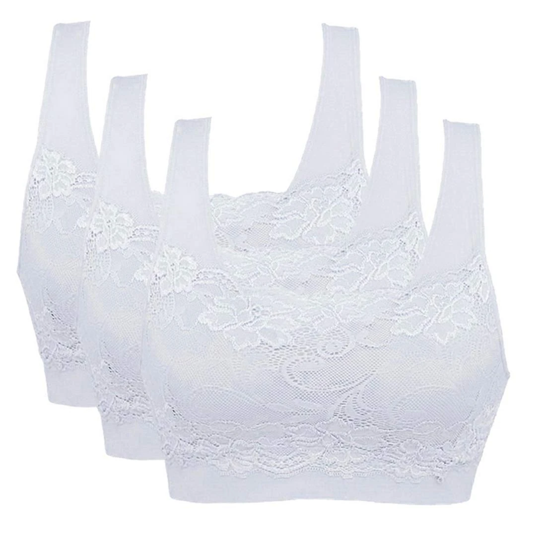 Litthing Women Sports Bra Seamless Comfortable Soft Breathable Ladies Lace Bras Removable Padded Tops Push up Underwear Packs for Yoga Fitness Exercise