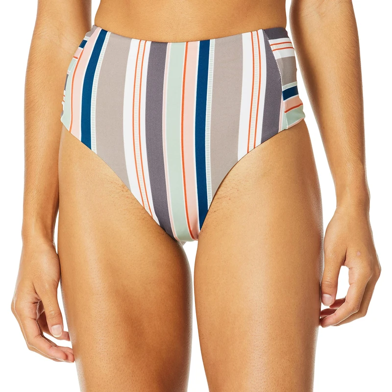 RVCA Women's Off Shore HIGH Waist Bikini Bottom, Creme, Large - Image 1