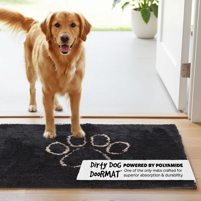 Dog Gone Smart Dirty Dog Microfiber Doormat, Super Absorbent Machine Washable with Non-Slip Backing, Large, Black Hue - Image 1