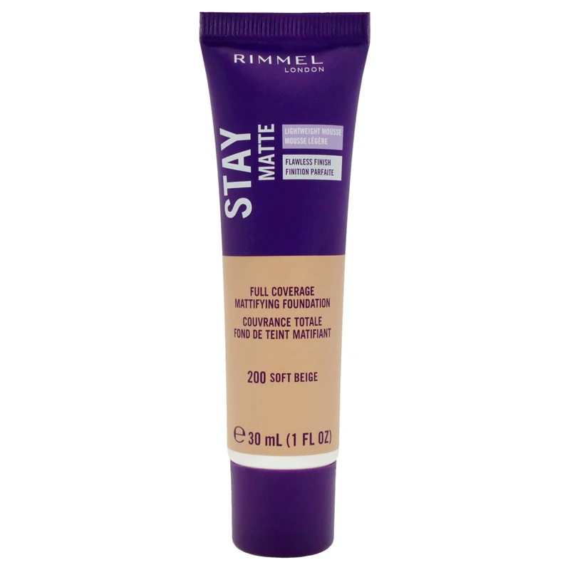 Rimmel London Stay Matte Foundation, 200 Soft Beige, 30ml