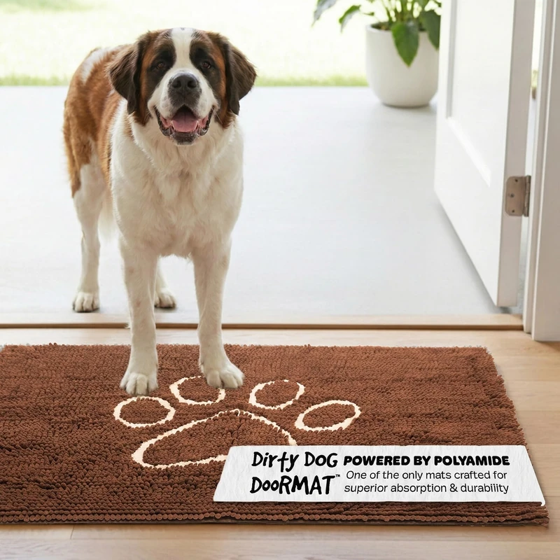 Dog Gone Smart Dirty Dog Microfiber Doormat, Super Absorbent Machine Washable with Non-Slip Backing, XL, Almond
