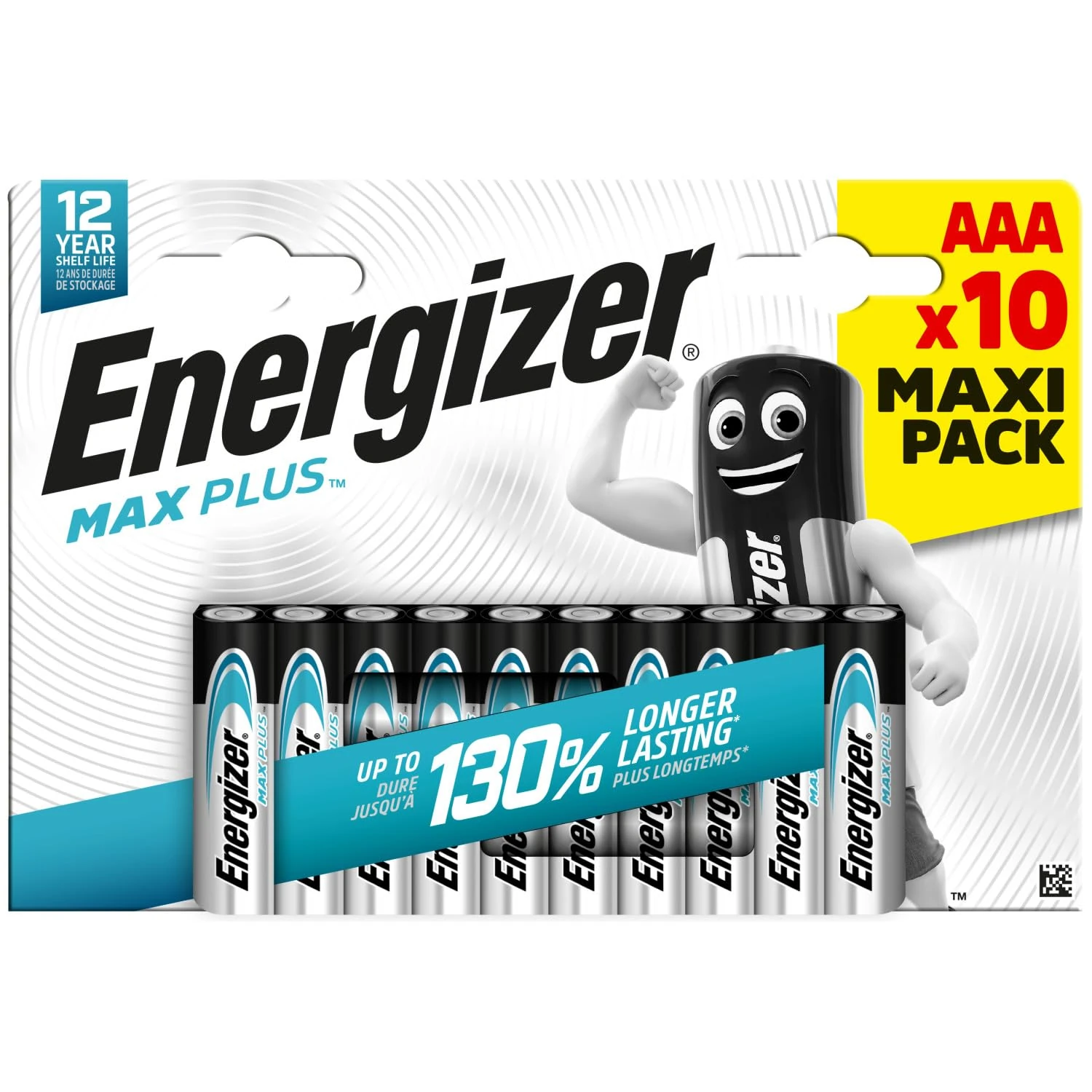 Energizer Max Plus - AAA Batteries (10 Pack) - Triple A Performance Alkaline Battery 1.5V - 130% Longer Lasting - Ideal For High Drain Devices - 100% Recyclable Packaging - 15 Year Shelf Life