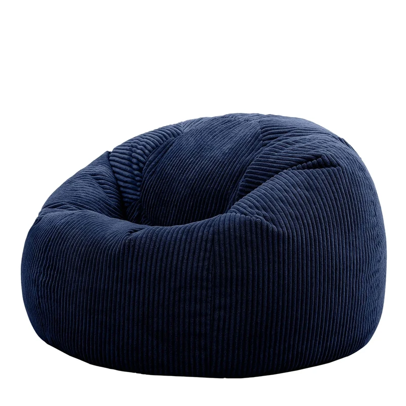 icon Kingston Cord Bean Bag, Navy Blue, Large Adult Bean Bag Chair with Filling Included, Comfy Chair, Living Room Furniture, Bedroom Furniture