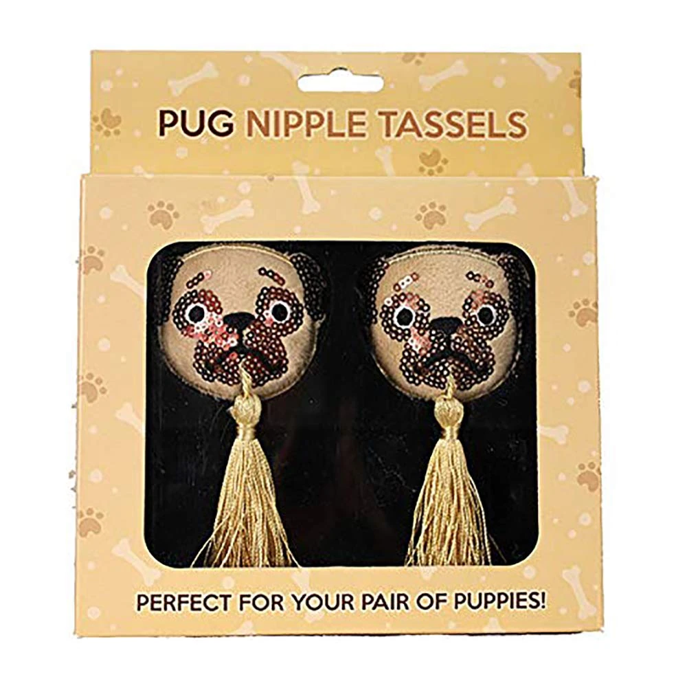 Pug Nipple Tassels - Sexy Breast Tassel for Her, Bedroom Accessory, Nipple Covers, Reusable Pasties, Valentines Gifts for Her