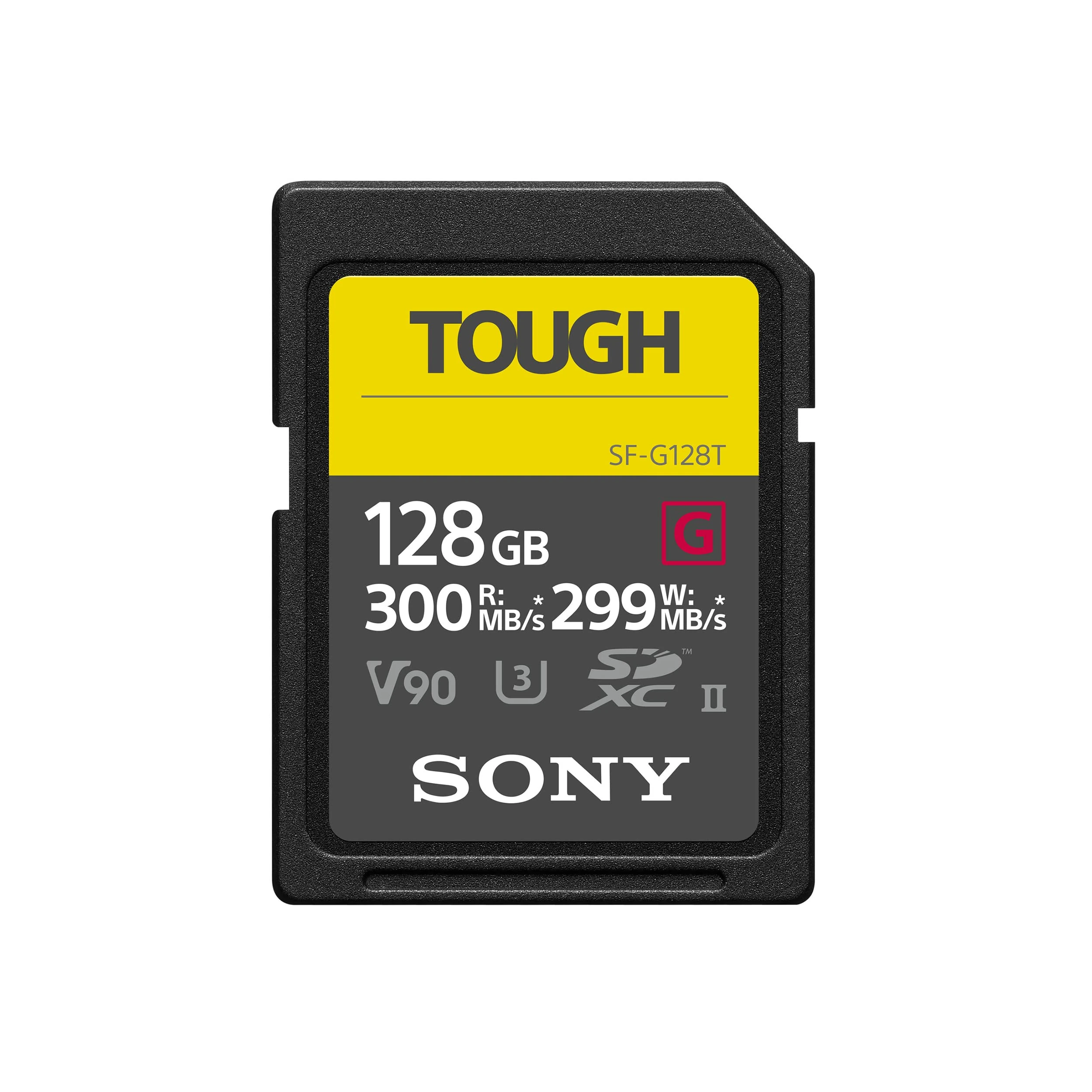 Sony 128 GB SDXC UHS-II TOUGH Memory Card | 300 MB/s Read, 299 MB/s Write, Rugged Resin Design (IP68, Bend/Drop Resistant)