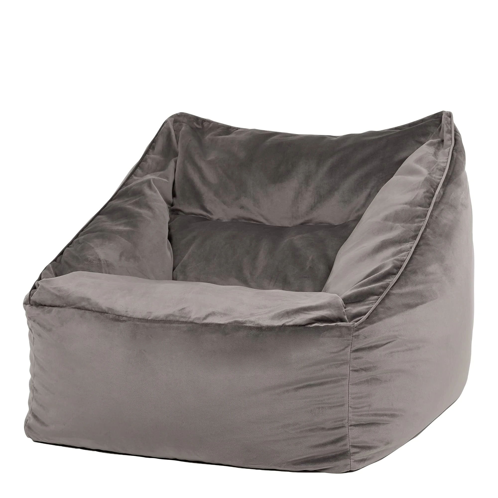 icon Natalia Velvet Bean Bag Chair, Charcoal Grey, Large Adult Bean Bag with Filling Included, Accent Chair, Armchair, Living Room Furniture, Bedroom Furniture
