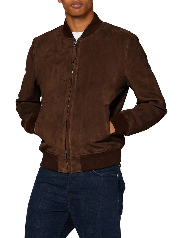 Schott NYC Men's LC3017 Leather Jacket, Brown (Brown), M