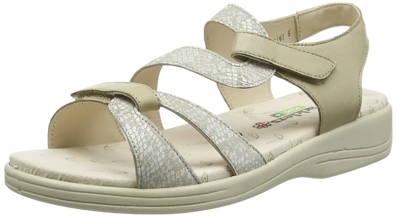 Padders Sunseek Wide Fitting 2E Womens Leather Sandals (Grey Combi, Numeric_4_Point_5)