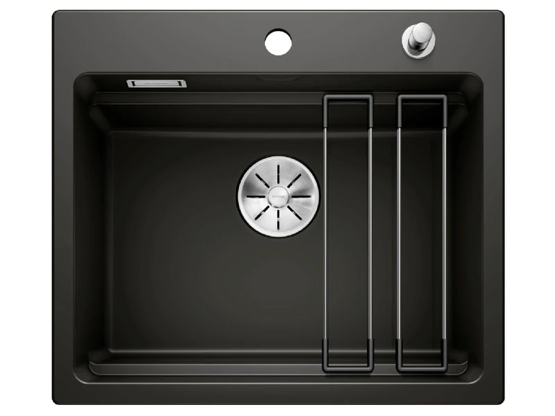 BLANCO ETAGON 6 | Ceramic in Black | Installation Type: Inset Installation from Above | for 60 cm Wide Base cabinets | Well Thought-Out System Concept with Versatile ETAGON Rails | [58.4x51x23.2 cm]