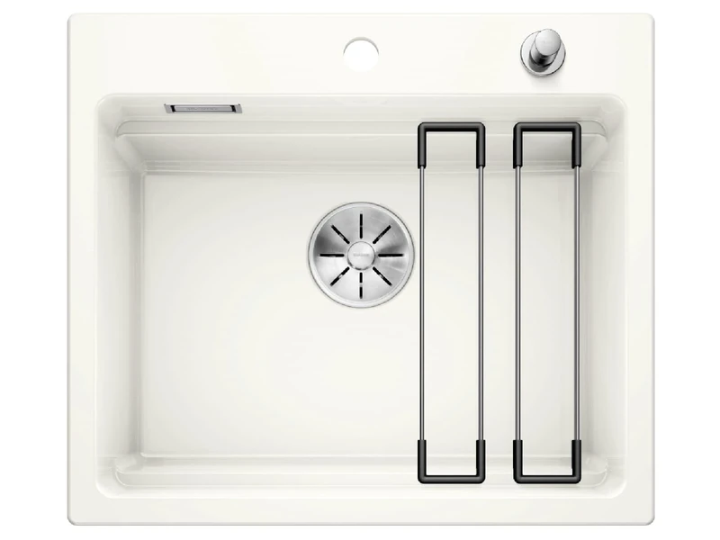 BLANCO ETAGON 6 | Ceramic in Glossy Crystal White | Installation Type: Inset Installation from Above | for 60 cm Wide Base cabinets | System Concept with Versatile ETAGON Rails | [58.4x51x23.2 cm]