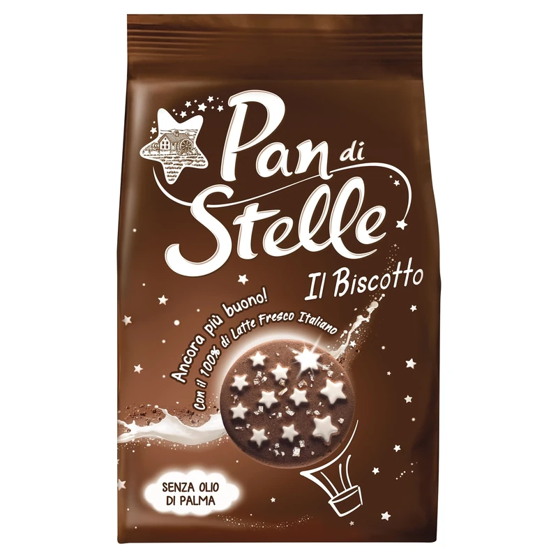 Mulino Bianco Barilla Pan di Stelle Chocolate Biscuits – Milk & Hazelnut Cookies – Italian Snack Pack for Sharing, Bulk Pack of 12 x 350g