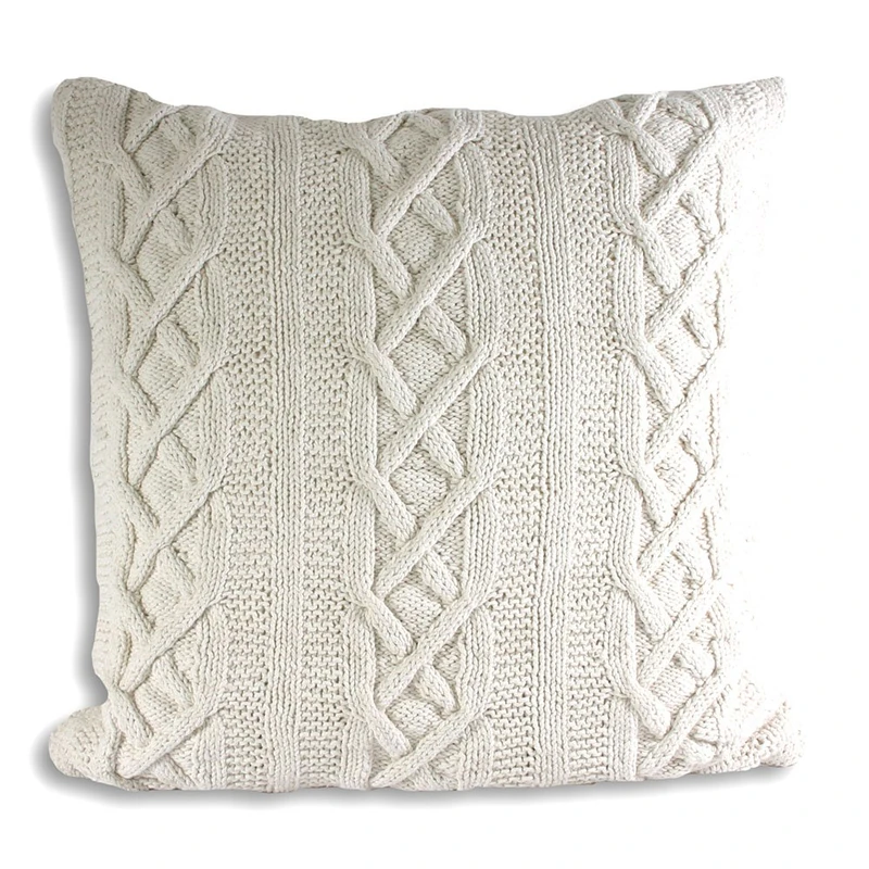 Paoletti Aran Cushion Cover, Cotton, Cream, 55 x 55cm (22" x 22")