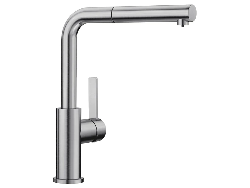 BLANCO 525126 Lanora-S Kitchen Mixer Tap, Brushed Stainless Steel, Low Pressure