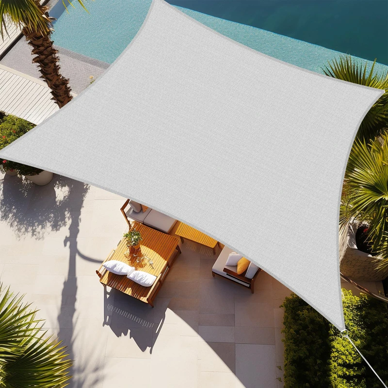 Shade&Beyond Sun Shade Sail Rectangular Curved Canopy 12'x16' Sail Shade Light Grey Sun Shades Permeable for Patios Backyard Deck (We Make Customized Size)