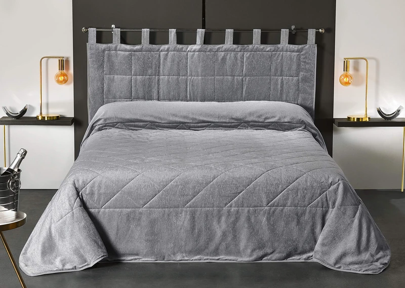 LINDER Bedspread (1 27 Cotton Content 18 Pourcentlin 55% Polyester (2) 67% Polyester 33% Cotton Light Grey 180 x 240 cm