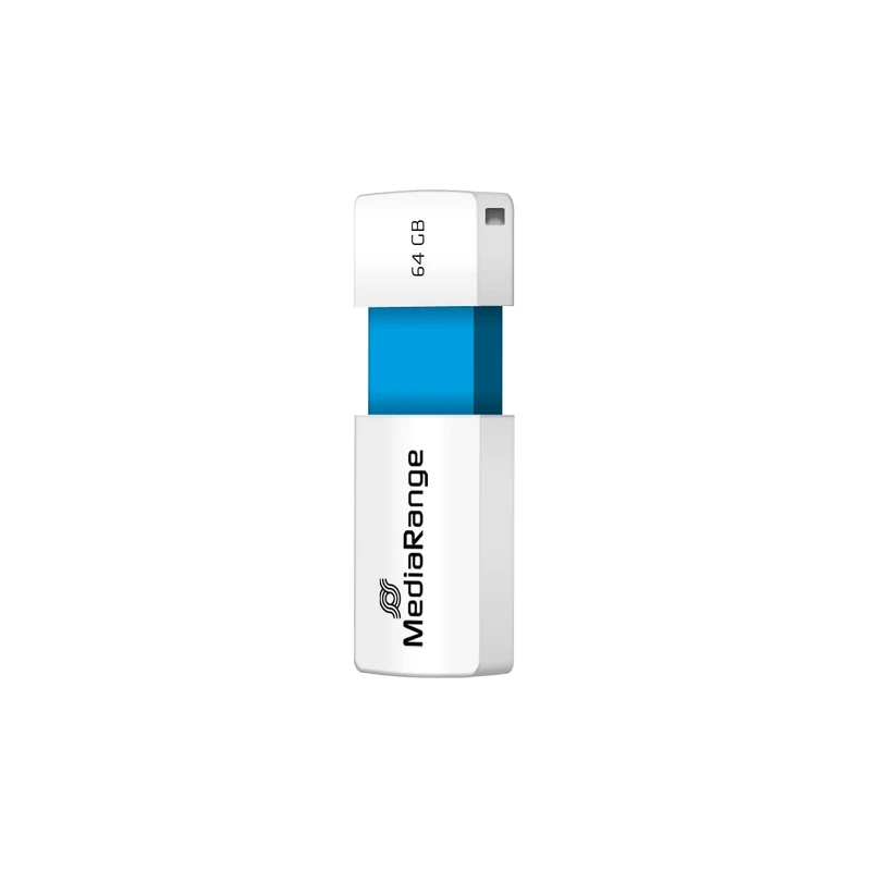 MediaRange USB 2.0 Memory Stick 64 GB - Colour Edition, Mini USB Flash Drive with Sliding Mechanism, External Memory Expansion with Read Speed of up to 16 MB/s, Light Blue