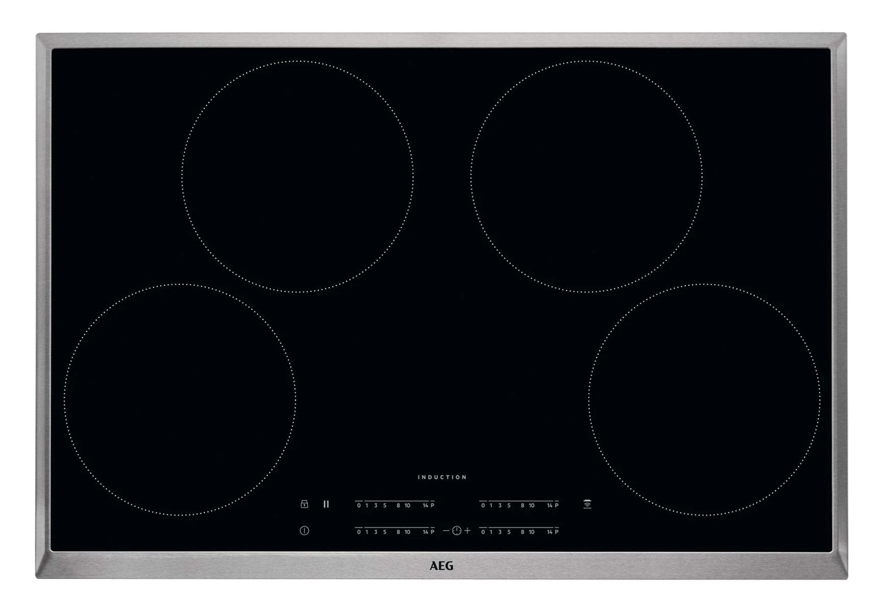 AEG IKB8443AXB Autonomous Hob/Induction/Hob²Hood/Slider Operation / 80 cm/Stainless Steel Frame / 4 Cooking Zones/Power Function/Child Lock