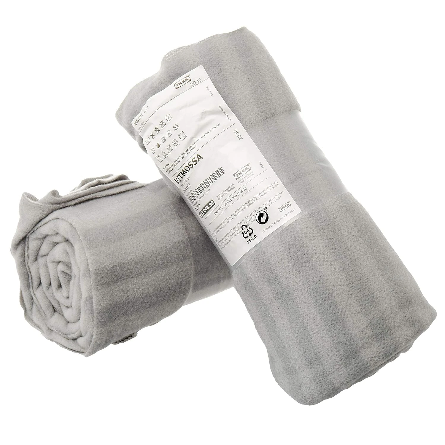 Ikea VITMOSSA Soft Fleece Sofa Throws, Grey Striped, 120x160 Centimetres, Machine Washable, 903.048.89 - Set of 2