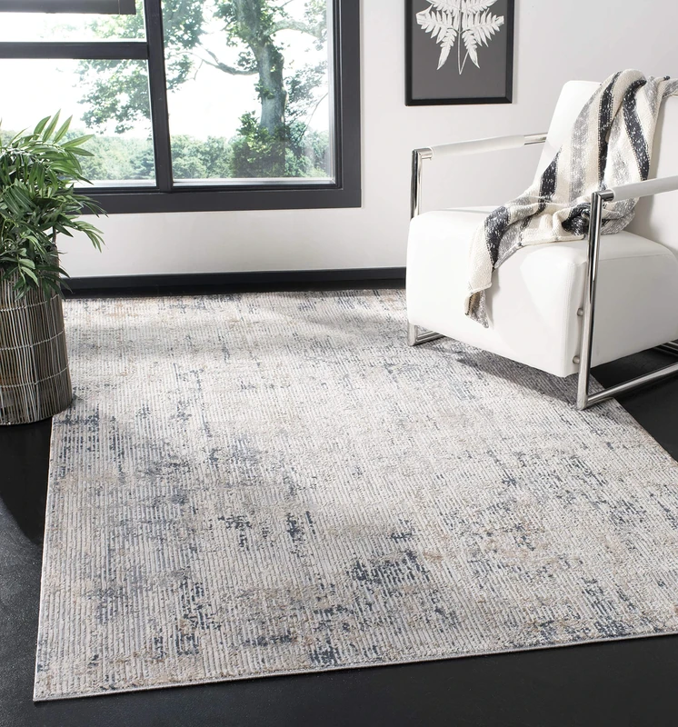 Safavieh Abstract Indoor Woven Rectangle Area Rug, Invista Collection, INV437, in Cream/Charcoal, 122 X 183 cm for Living Room, Bedroom or Any Indoor Space