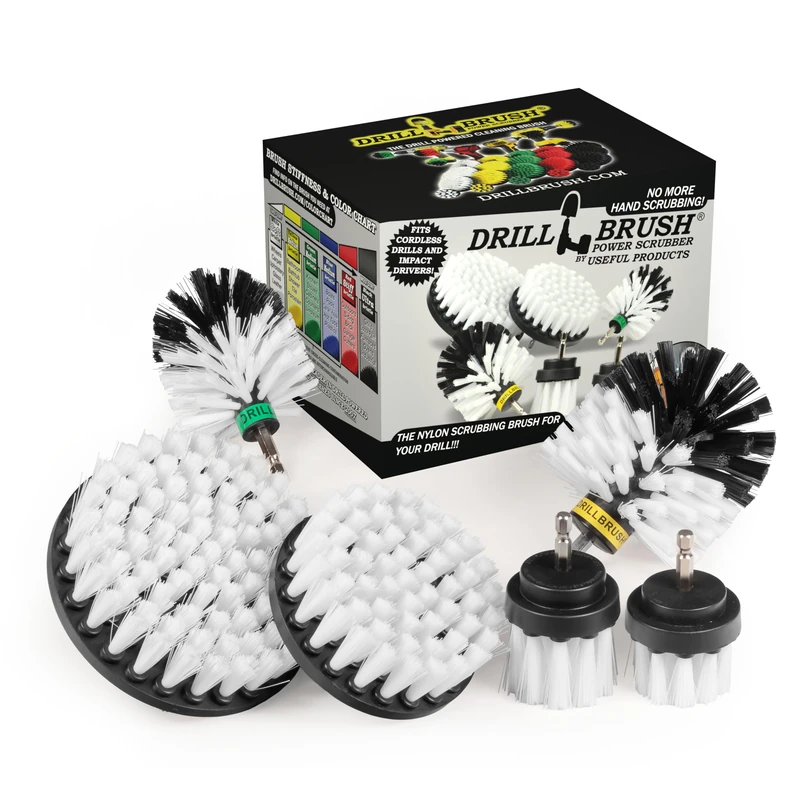 Drillbrush Ultimate Car Wash Kit - 6 Brushes, Soft White, Nylon & Steel, Suitable for Cars, Trucks, Motorcycles & More - Image 1