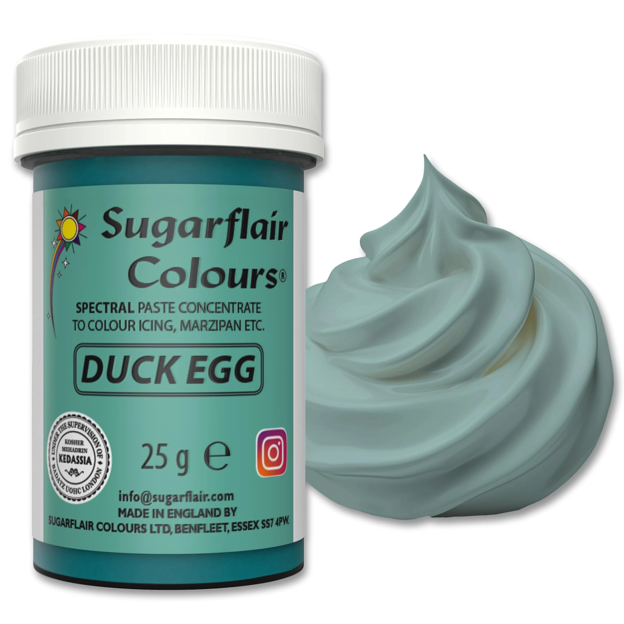 Sugarflair Food Colouring Paste Duck Egg, Concentrated Spectral Food Colouring for Buttercream, Sugar Paste, Royal Icing, Cake Mixes, Macarons and More! - 25g