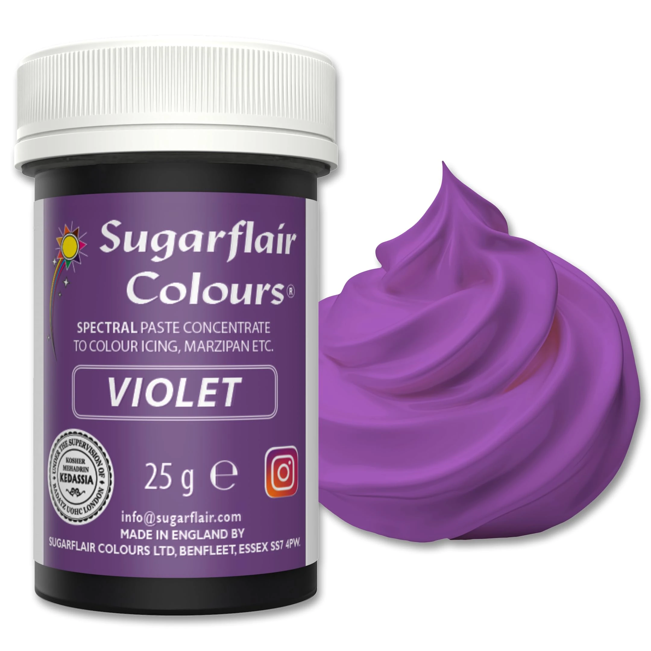 Sugarflair Food Colouring Paste Violet, Concentrated Spectral Food Colouring for Buttercream, Sugar Paste, Royal Icing, Cake Mixes, Macarons and More! - 25g