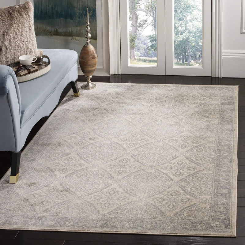 Safavieh Traditional Indoor Woven Rectangle Area Rug, Brentwood Collection, BNT863, in Cream / Grey, 160 X 229 cm for Living Room, Bedroom or Any Indoor Space