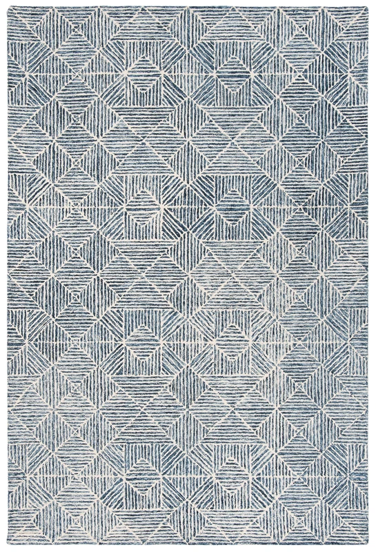 Safavieh Contemporary Rug for Living Room, Dining Room, Bedroom - Abstract Collection, Short Pile, in Blue and Ivory, 152 X 229 cm