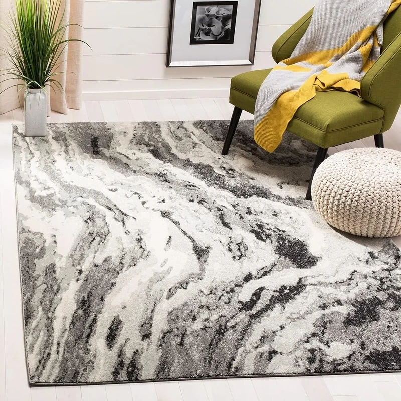 Safavieh Transitional Indoor Woven Rectangle Area Rug, Evoke Collection, EVK285, in Ivory / Grey, 91 X 152 cm for Living Room, Bedroom or Any Indoor Space